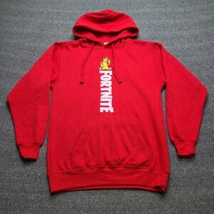 Fortnite Peely Graphic Hoodie Mens Small Red Excellent Pullover Sweatshirt